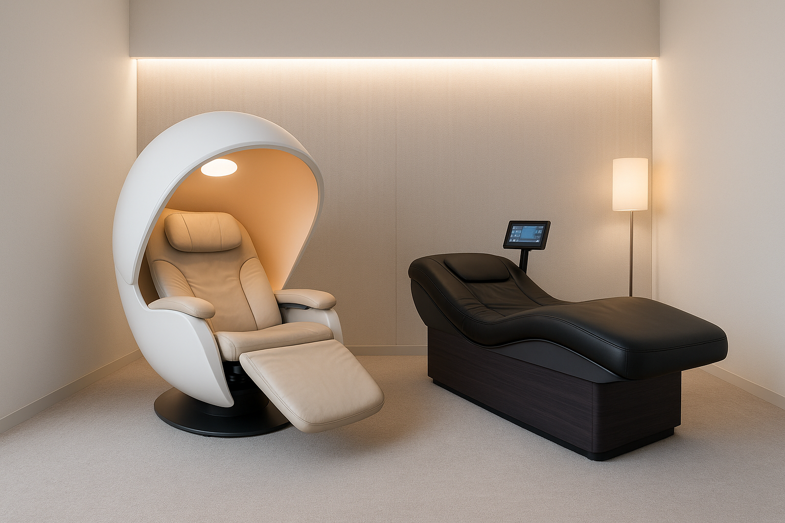 Recovery pods and hydromassage systems for rapid mental and physical reset