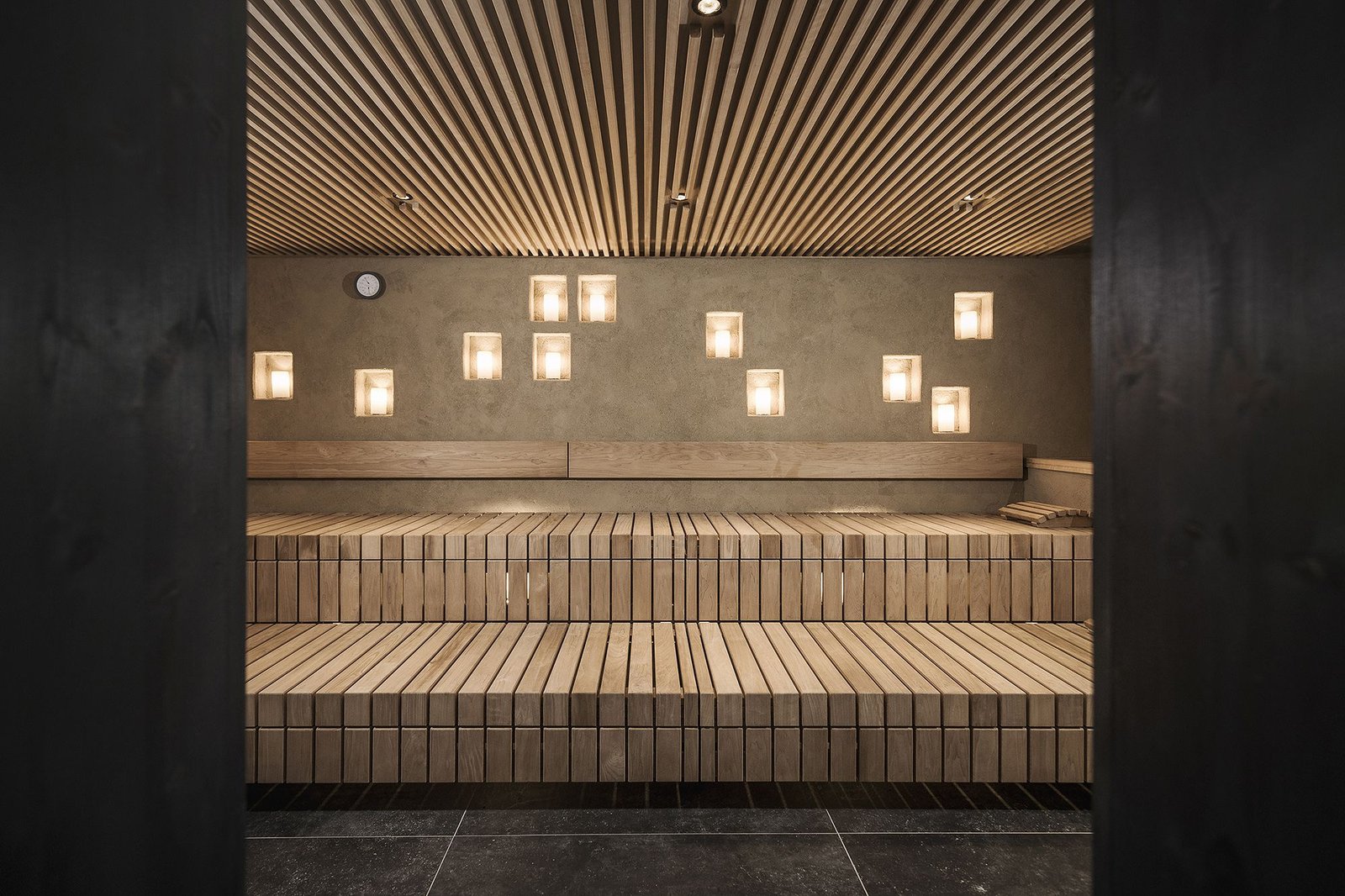 Luxury sauna interior with modern design