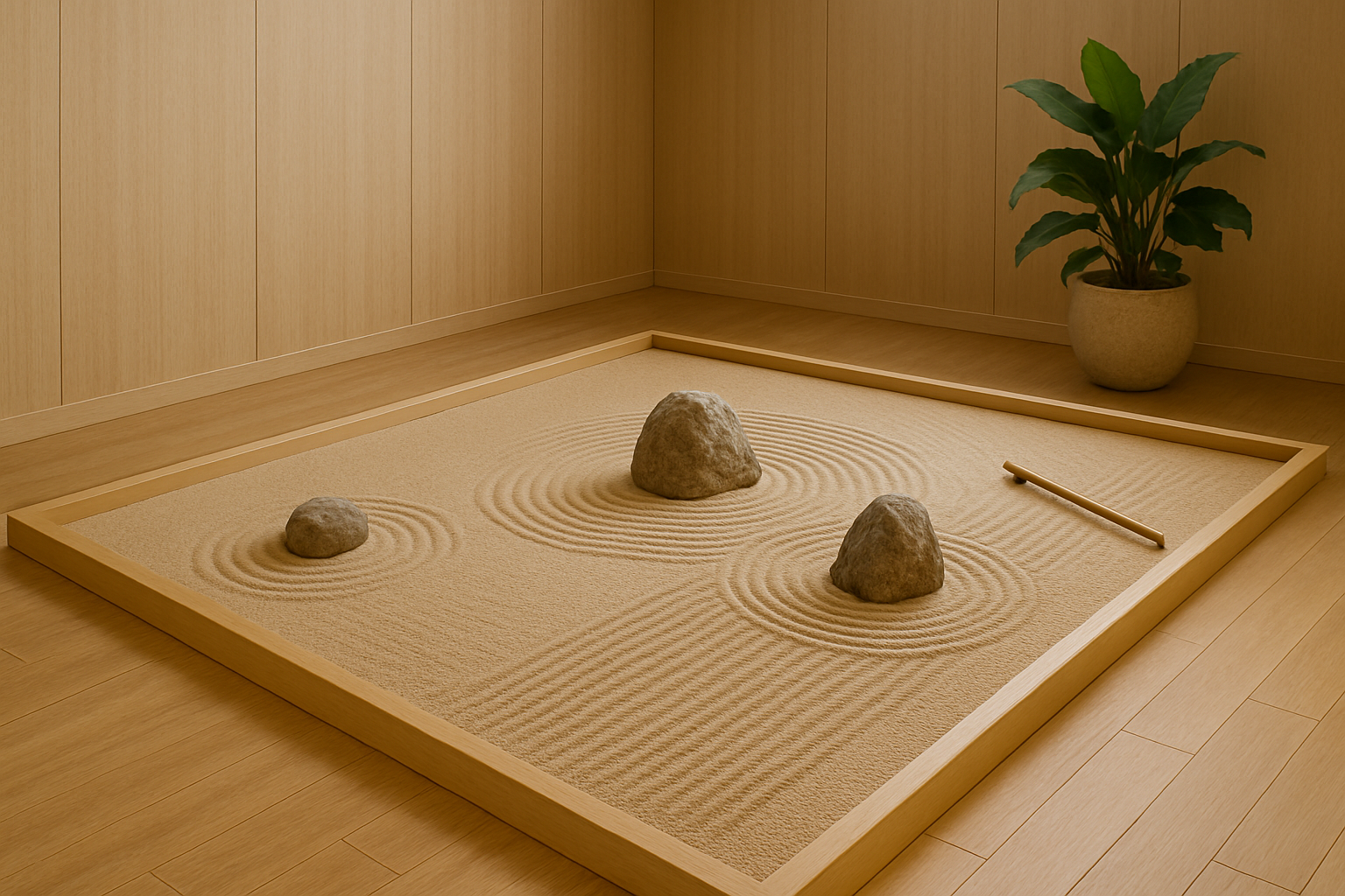 Sand garden meditative pathway