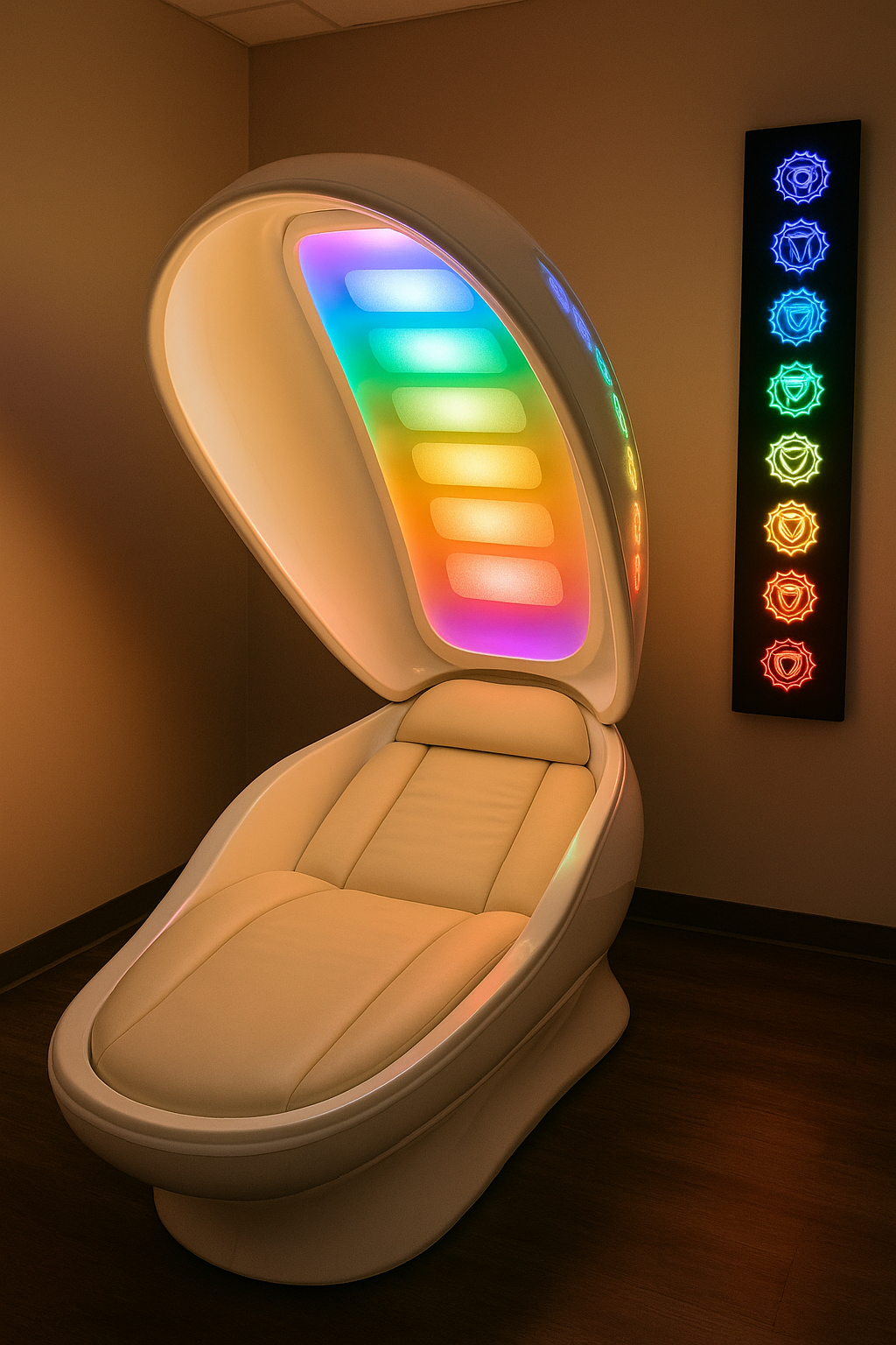 7 chakra pod with layered color therapy